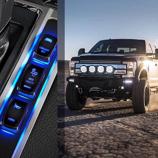 Nilight Bed Lights Rocker Switch Led Light Bar 5 Pin Laser On Off SPST switches 20A/12V 10A/24V for Truck Pickup Rock Cars Boats Cargo Camper Van RVs
