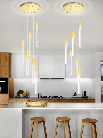 Flashing God 6-Lights Modern Crystal Chandelier for Foyer Gold Stairway Chandeliers Bubble Pendant Light Kitchen Island Flush Mount Chandelier for Living Room Dining Room