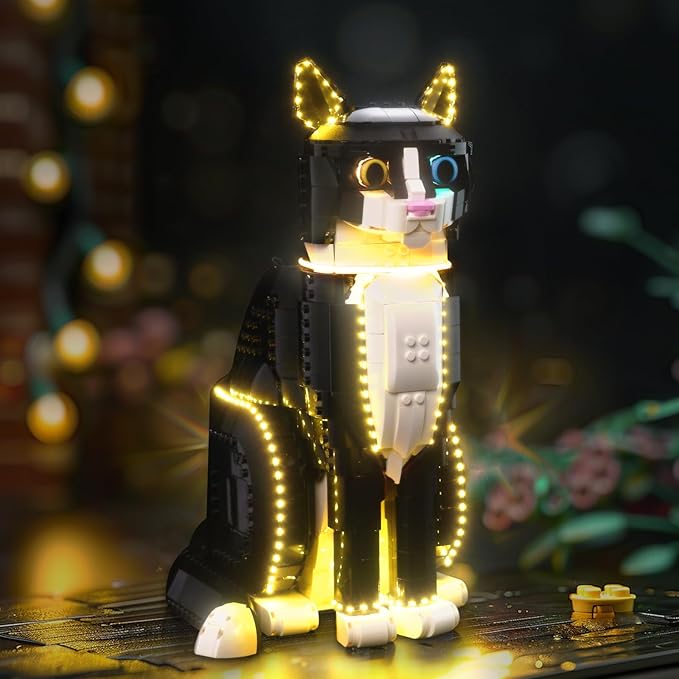BrickBling LED Light Compatible with L-e-g-o Tuxedo Cat,Gift Idea for Animal-Lovers Who own 21349-Not Included The Model