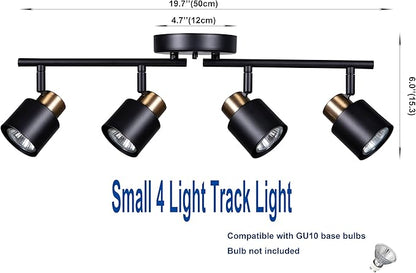4 Light Track Lighting Kit, Matt Black Brass Finish Adjustable with Moden Flush Mount Ceiling Spotlight for Kitchen,Living Room,Home Improvement