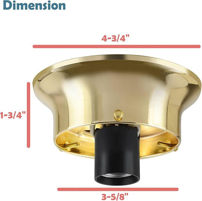 Aspen Creative 22102-06-1, Flush Mount Ceiling Fixture Shade Holder Kit in Brushed Brass Finish 3-5/8" Fitter, 4-3/4" Diameter x 1-3/4" Height