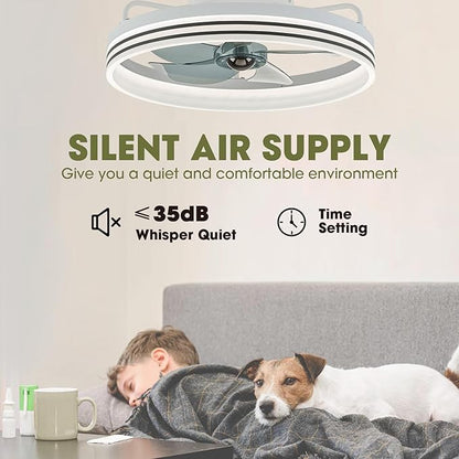LUDOMIDE Smart Ceiling Fan with Lights, Alexa/Google Assistant/APP Control, 20" Low Profile Fan with 6 Speeds, Bedroom, Living Room, Patio
