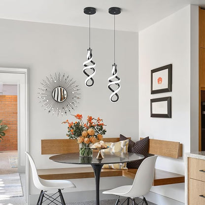 EIDISUNY 3 Packs Pendant Light, 15W Spiral Led Pendant Light, 4500K Modern Pendant Lights Kitchen Island, Adjustable Height Pendant Light for Dining Room Bedroom Kitchen Island Cafe