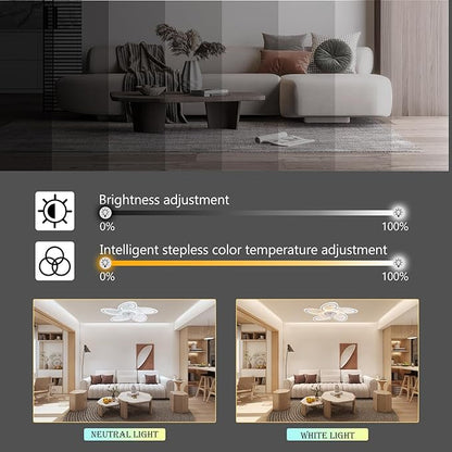 Flower Ceiling Fans with Lights and Remote, Modern Dimmable Ceiling Fans, Petal Chandelier Ceiling Fans with 6 Speeds and Remote Control for Bedroom, Kitchen, Indoor