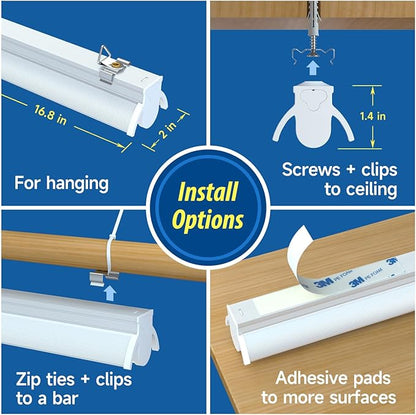 Plant Lights for Indoor Growing Seedlings - 16 in Long, 4-Count (10W x4) Full Spectrum T5 Grow Light Bars for Seed Starting, 4000K White LED Grow Lamp w/Reflectors for Shelf/Rack