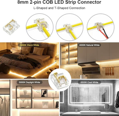 Wefomey COB LED Strip Light White, 33ft Dimmable 2700K-6500K High Density 24V Flexible LED Tape Light with Remote and APP Control, White led Strip Lights for Bedroom Kitchen Christmas Decor