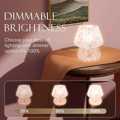 Dawnwake Mushroom Lamp Table Lamp for Bedroom,Small Desk Bedside Lamps for Living Room,Mushroom Decor Cute Mini Modern Mid Century Lamps for Night Stands,Aesthetic Home Living Room Decor(Blush Pink)