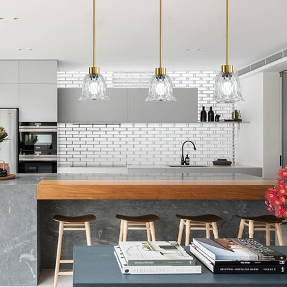 Pendant Lamp with Glass Shade, Modern Antique Brass Pendant Lights,Hanging Light Vintage Glass Shade, Island Light Pendant Light Fixture for Bedroom Living Room Kitchen
