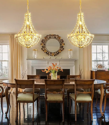 Glam Crystal Chandelier Empire Chandeliers with K9 Crystal Luxury Light Fixture for Dining Room Living Room Bedroom Entryway Gold Lighting