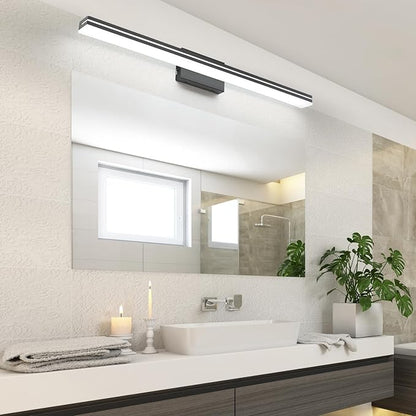 SineRise LED Modern Bathroom Vanity Light Bar (40-Inch, 3000K/4000K/6000K), Matte Black Dimmable Modern Acrylic Bathroom Wall Lighting Fixtures Over Mirror