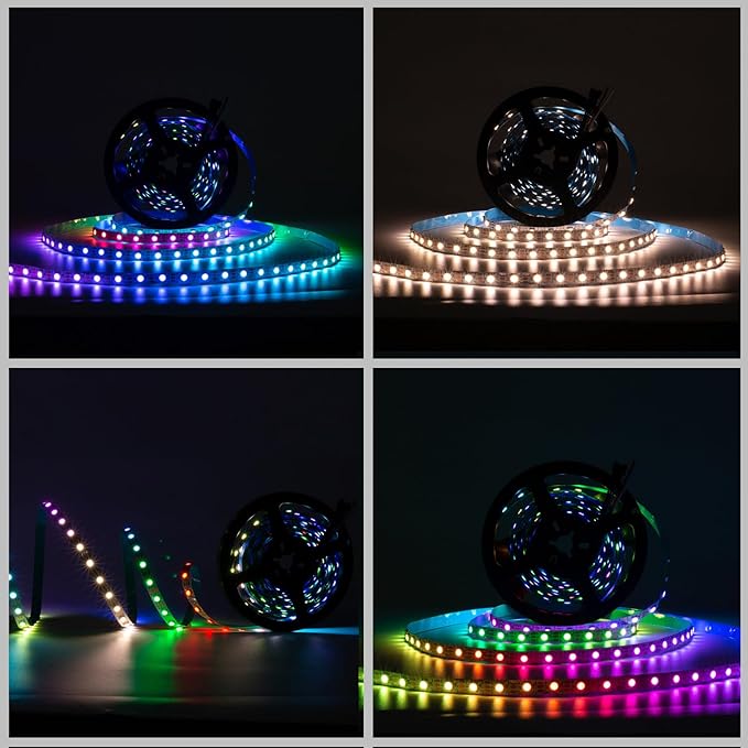DC5V SK6812 (Similar WS2812B) RGBW RGB+Neutral White LED Strip Light 60leds/Pixels/m Individually Addressable 4 Color in 1 LED Dream Color (16.4ft(5m) 300leds, IP30) (No Adapter or Controller)