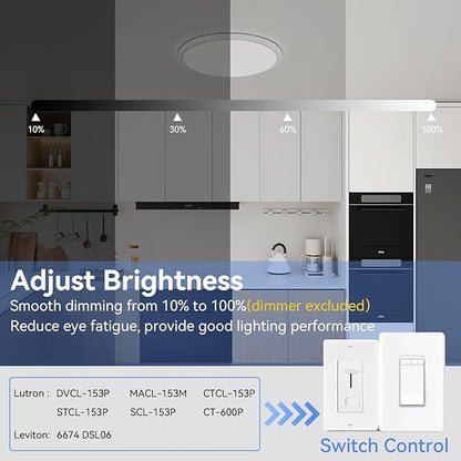 12 Pack 12 Inch Dimmable LED Flush Mount Ceiling Light Fixture 28W 3200LM 5 Color Temperature in One Super Slim Round Ceiling Lamp Low Profile Ceiling Lights for Living Bedroom Kitchen Laundry White