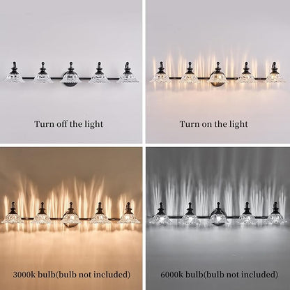 XIEDUN 37.4" 5 Light Vanity Light for Bathroom (Exclude G9 Bulb) Black Vanity Lights for Bathroom