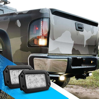 Nilight 15029S-B 2PCS 18w Flush Mount Lights Spot Work Driving Bar Off Road Led Jeep Truck Tacoma Bumper ATV UTV,2 Years Warranty