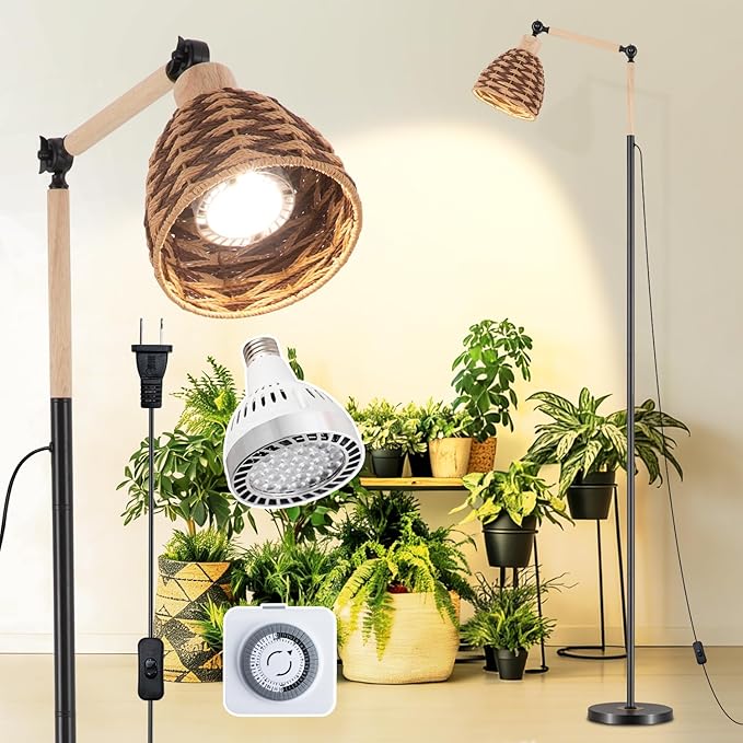 30W Grow Lights for Indoor Plants, 4000K Floor Standing Plant Lights, 70 inch Indoor Full Spectrum Plant lamp, Equipped with 24-Hour Cycle Timer, Suitable for Large and Medium-Sized Plants