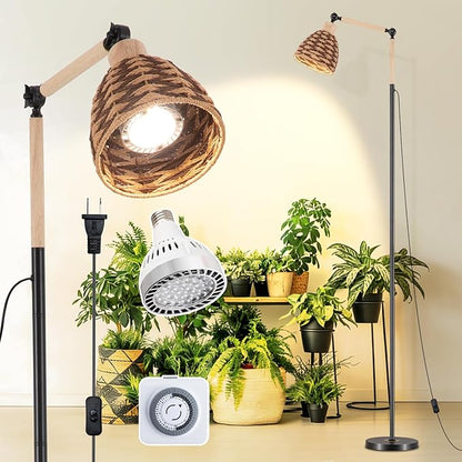 30W Grow Lights for Indoor Plants, 4000K Floor Standing Plant Lights, 70 inch Indoor Full Spectrum Plant lamp, Equipped with 24-Hour Cycle Timer, Suitable for Large and Medium-Sized Plants