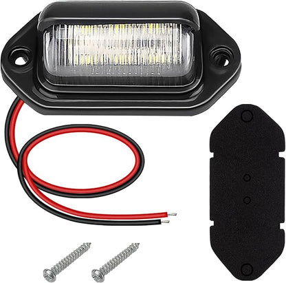 ecocstm 8 PCS White LED License Plate Light, 6-SMD Waterproof Tag Lights, 12V-24V DC Lamp Taillight, Step Courtesy Light Dome Cargo Lights for Truck SUV Van RV Trailer
