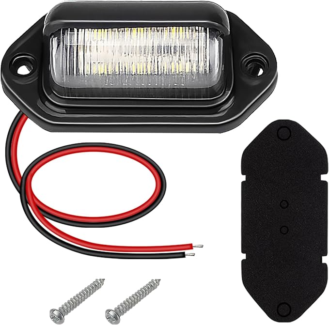 ecocstm 16 PCS White LED License Plate Light, 6-SMD Waterproof Tag Lights, 12V-24V DC Lamp Taillight, Step Courtesy Light Dome Cargo Lights for Truck SUV Van RV Trailer