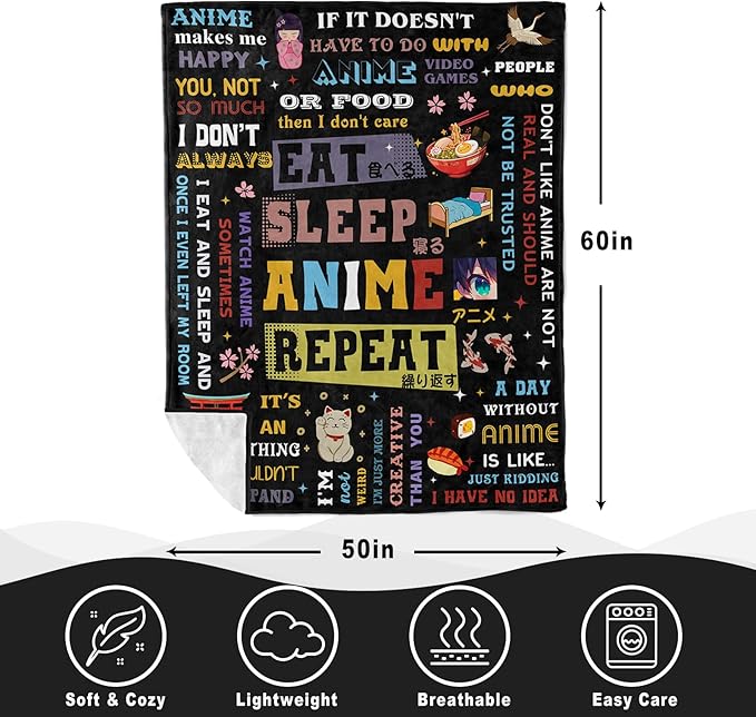 Anime Gifts for Men Women, Gifts for Animes Fans, Unique Anime Gift for Girls Boys, Cool Animes Lover Birthday Presents 60"X50" Throw Blanket