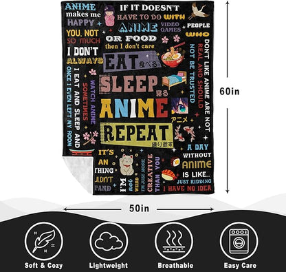 Anime Gifts for Men Women, Gifts for Animes Fans, Unique Anime Gift for Girls Boys, Cool Animes Lover Birthday Presents 60"X50" Throw Blanket