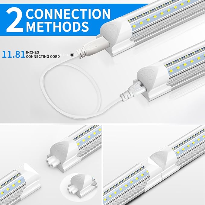 CNSUNWAY 2FT LED Shop Light, 22W 3300LM, 5000K Daylight T8 LED Light Fixture, V Shape, Linkable Shop Lights for Workbench, Garage, Workshop, Under Cabinet, ETL Listed (2-Pack)