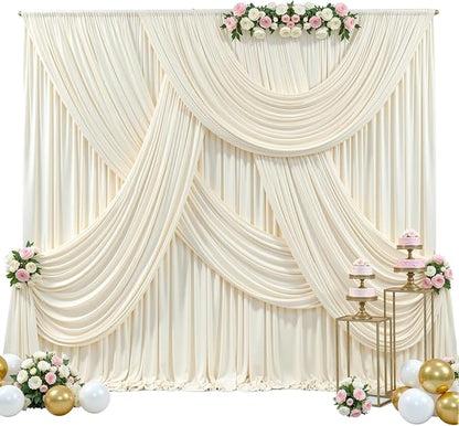 10ft x 15ft Champagne Wrinkle Free Backdrop Curtains for Wedding Party Backdrops Curtain Drapes Fabric Decorations Photo Back Drop Cloth for Baby Shower Photography Stage Reception