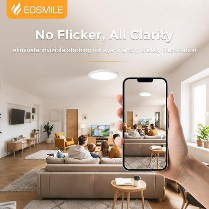 1Pack 15.8 Inch LED Flush Mount Ceiling Light, 35W, 3850LM, 2700K-5000K 5Color Selectable & Dimmable, White Thin Flat Surface Mount Lights for Bedroom, Living Room, Dining Room, Garage