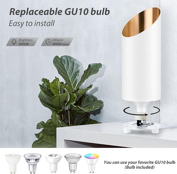 Uplighting Indoor, 7W Floor Can Lights with 2700K LED GU10 Bulbs, IP44 Waterproof Uplights Spotlight for Dark Corner Sofa House Plant Wall Artwork Indoor, 6.5FT Plug Cord & Foot Switch, White