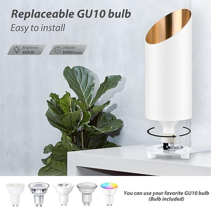 Uplighting Indoor, 7W Floor Can Lights with 2700K LED GU10 Bulbs, IP44 Waterproof Uplights Spotlight for Dark Corner Sofa House Plant Wall Artwork Indoor, 6.5FT Plug Cord & Foot Switch, White