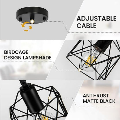 1-Light Hanging Pendant Light Fixture, Black Pendant Lights Kitchen Island, Farmhouse Pendant Lighting with Bedroom Dining Room, E26 Base, Bulbs Not Included