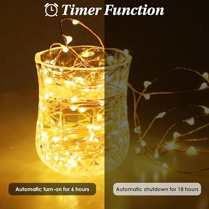 3 Pack Total 60FT 180LED Fairy Lights Battery Operated with Rmote, Waterproof Twinkle Lights with Timer Indoor Outdoor, Cuttable String Light for Bedroom, Classroom, Wedding, DIY, Christmas Decor