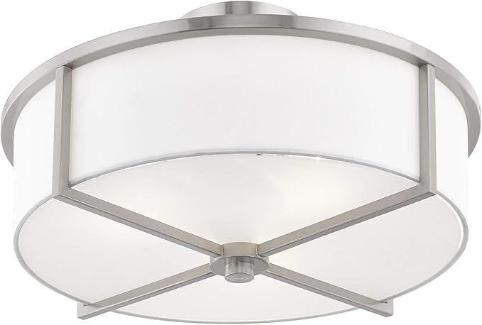 Livex Lighting 51074-91 Transitional Three Light Ceiling Mount from Wesley Collection in Pwt, Nckl, B/S, Slvr. Finish, Brushed Nickel