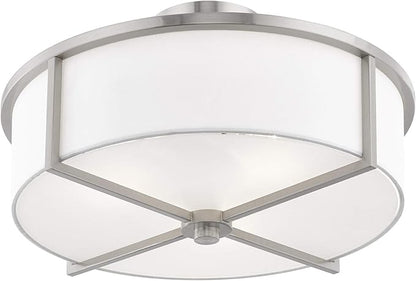 Livex Lighting 51074-91 Transitional Three Light Ceiling Mount from Wesley Collection in Pwt, Nckl, B/S, Slvr. Finish, Brushed Nickel