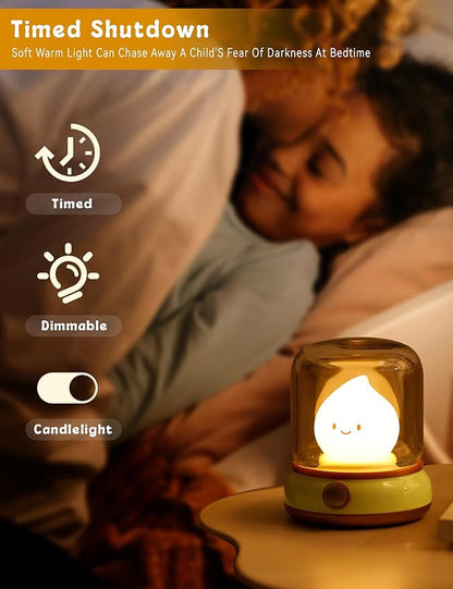 WANIDEA Cute Chibi Flame Lamp, Anime Cozy Lights, Retro Rechargeable Night Light, Decor, Cute Desk Accessories, Gifts.