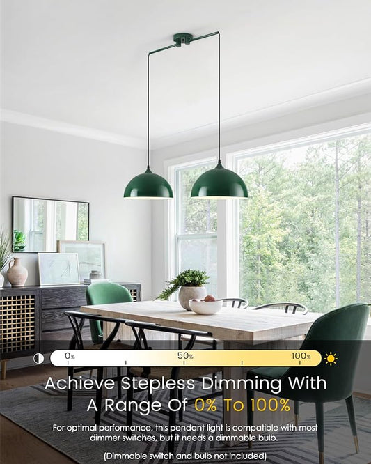 Pendant Lights Kitchen Island 2-Light, Green Dome Pendant Light, Modern Dining Room Light Fixture, Kitchen Island Lighting, Island Pendant Lights for Kitchen, Dining Room, Bar, Cafe