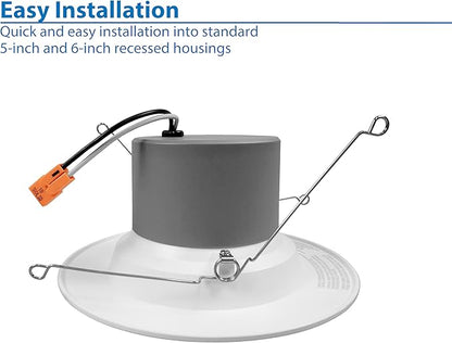 NICOR Lighting 5/6 inch 800 Lumen LED Recessed Downlight Retrofit Light Fixture in White Baffle, 2700K (DCR561081202KWHBF)