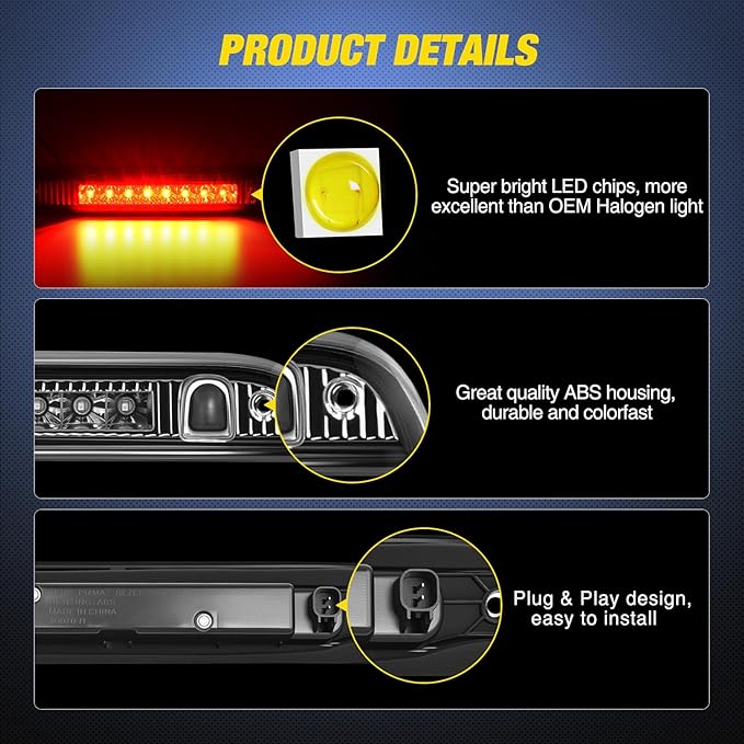 Nilight Third Brake Light Tail High Mount 3rd Stop Lights Smoked Lens Compatible with Jeep Patriot 2007 2008 2009 2010 2011 2012 2013 2014 2015 2016 2017 Van SUV Rear Center Cab Lamp