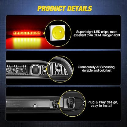 Nilight Third Brake Light Tail High Mount 3rd Stop Lights Smoked Lens Compatible with Jeep Patriot 2007 2008 2009 2010 2011 2012 2013 2014 2015 2016 2017 Van SUV Rear Center Cab Lamp