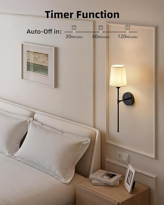 Rechargeable Wall Lights Set of 2, 7500mAh, RGB, Battery Operated Wall Sconces with Remote, Dimmable, Magnetic Bulbs, No-Wiring Installation, Wireless Wall Lamps for Bedroom, Living Room, Hallway