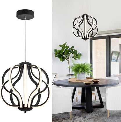 CHYING Modern Black Chandelier with Remote Control, 10-Light 70W 3-Color Temperature Dimmable LED Chandelier for Dining Room, Hanging Adjustable Pendant Light for Living Room Kitchen Entryway Foyer