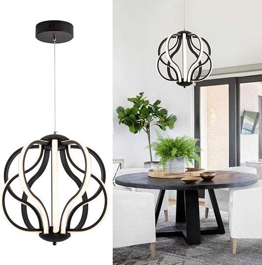 CHYING Modern Black Chandelier with Remote Control, 10-Light 70W 3-Color Temperature Dimmable LED Chandelier for Dining Room, Hanging Adjustable Pendant Light for Living Room Kitchen Entryway Foyer