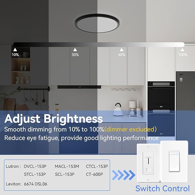 12 Pack 12 Inch Dimmable LED Flush Mount Ceiling Light Fixture 28W 3200LM 5 Color Temperature in One Super Slim Round Ceiling Lamp Low Profile Ceiling Lights for Living Bedroom Kitchen Laundry Black