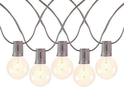 Novelty Lights 100 Feet G50 LED Patio String Light Set with 67 Bulbs, Warm White, Weather Resistant and Shatterproof Replaceable Plastic Globe Bulbs, Brown Wire
