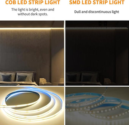 100FT COB LED Strip Lights DC 24V Dimmable 3000K Warm White Flexible LED Tape Light for Bedroom, with Remote and app Control LED Tape Lights,for DIY Home Decoration
