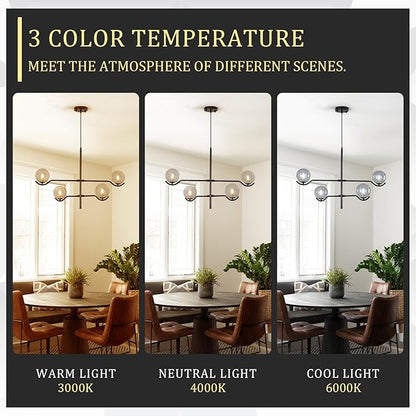 CATINER Modern Black Sputnik Chandelier, Large 4 Lights L31 '' Mid Century Long Ceiling Pendant Light with Smoke Gray Glass Globe Shades for High Ceiling Living Dining Room Foyer Bedroom
