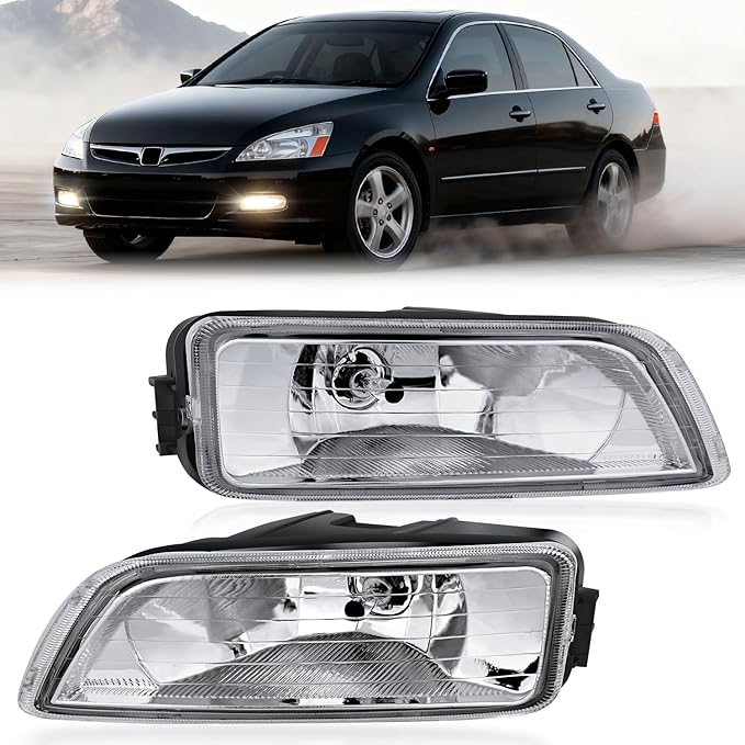 Nilight Fog Lights Assembly Compatible with 2003 2004 2005 2006 2007 Honda Accord 4Door Sedan 2004-2008 Acura TL w/H11 12V 55W Bulbs Clear Lens Driver and Passenger Side