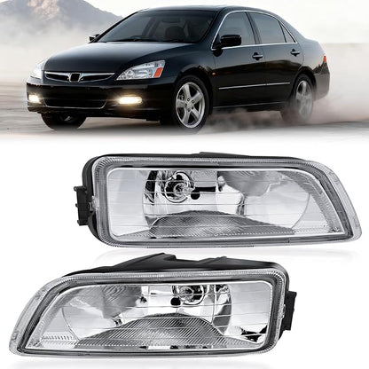 Nilight Fog Lights Assembly Compatible with 2003 2004 2005 2006 2007 Honda Accord 4Door Sedan 2004-2008 Acura TL w/H11 12V 55W Bulbs Clear Lens Driver and Passenger Side