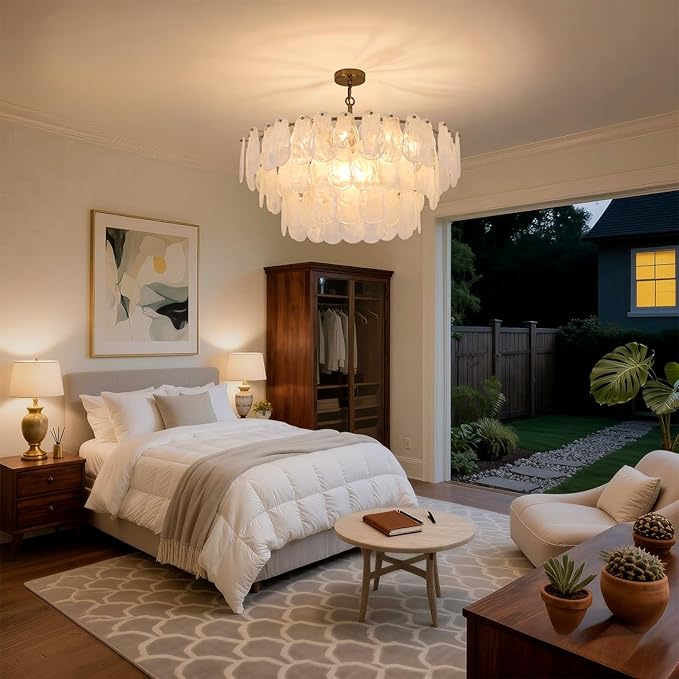 Modern Large Crystal Glass Chandelier, 31.4" Gold Luxury Hanging Pendant Light Fixture,12-Light Round Cloud Ceiling Chandeliers Lighting for Dining Room Living Room Bedroom Foyer Stairway, E12