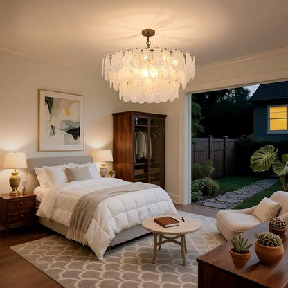 Modern Large Crystal Glass Chandelier, 31.4" Gold Luxury Hanging Pendant Light Fixture,12-Light Round Cloud Ceiling Chandeliers Lighting for Dining Room Living Room Bedroom Foyer Stairway, E12
