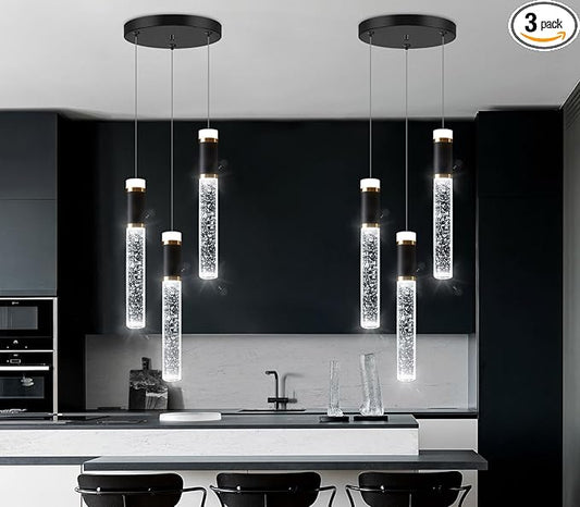 Mini Chandelier for Kitchen Island Modern Crystal Pendant Lighting LED Dining Room Hanging Lights Cylinder Drop Lights Ceiling Lighting Fixture Kitchen Sink Bedroom Bathroom 2700K 6000K